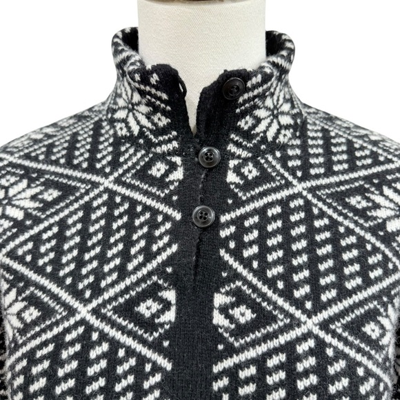 L L Bean Signature BLACK FAIR ISLE KINGFIELD MERINO WOOL SWEATER Women's Small - Picture 8 of 16